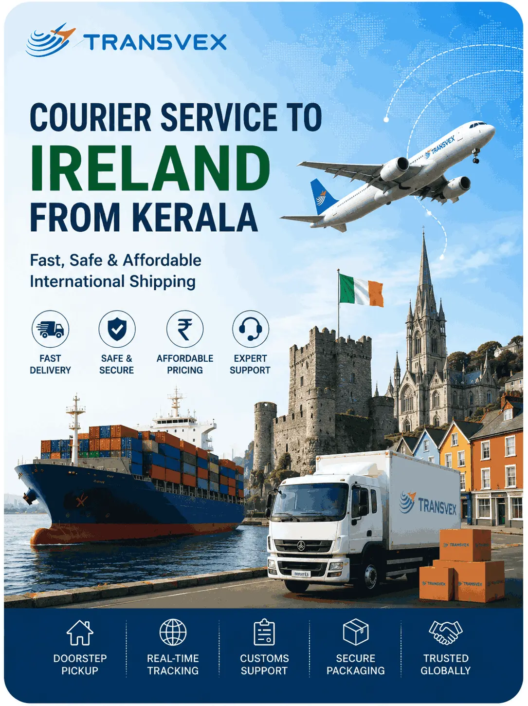 Kerala to Ireland Courier Service: Fast, Secure & Affordable Parcel Delivery